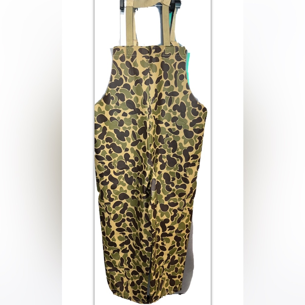 STEARNS CAMO WADERS DRY WEAR PVC WATERPROOF TAN Suspender Pants OVERALLS men’s L